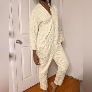 Elegant Cream Button-Front Jumpsuit